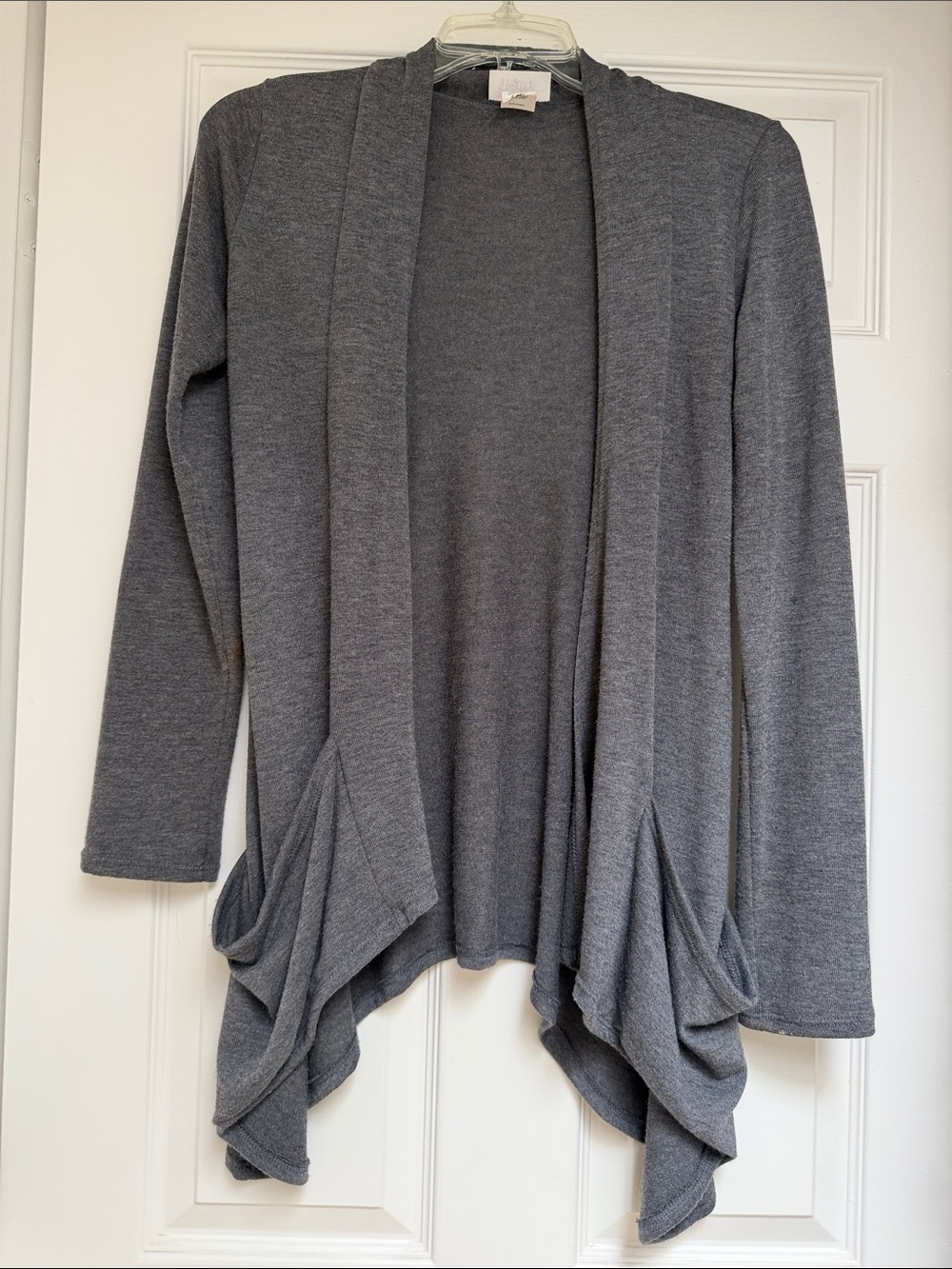 Gray Open-Front Draped Cardigan Sweater - Women